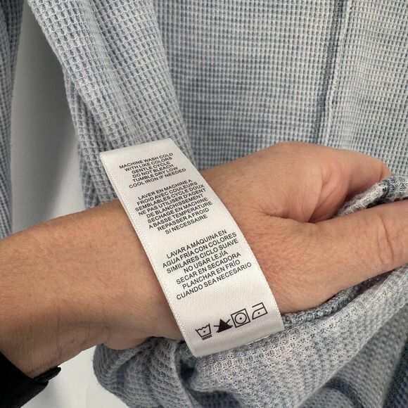 Splendid Frosty Thermal Long Sleeve Top Blue Size XL Ruffles Raw Exposed Hems - Picture 7 of 9